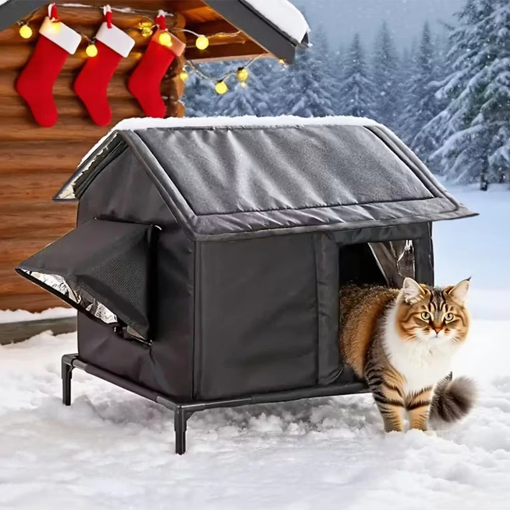 Stray Cat dog House Elevated Pet House-Bed Moisture-Proof Design Cat House Winter Warm Pet Cave Sleeping Beds Puppy Supplies