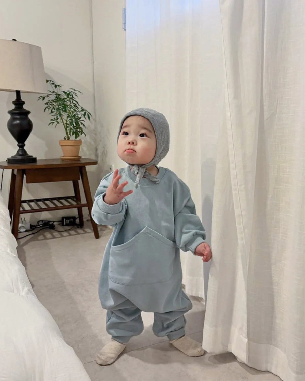 2025 Autumn New Baby Long Sleeve Romper Solid Infant Boy Girl Big Pocket Casual Jumpsuit Newborn Loose Cotton Clothes 0-24M