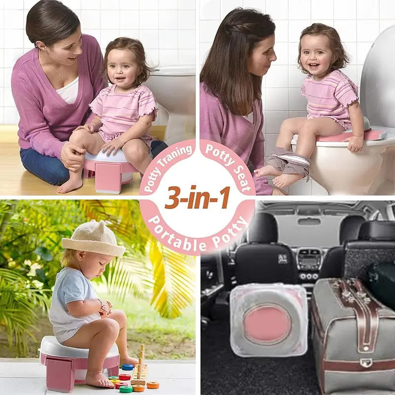 3 in 1 Baby Toilet Seat Children Foldable Travel Potty With Bags Potty Training Seat Suitable for boys and girls
