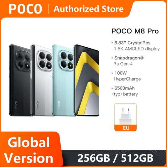 Mobile Phones POCO M8 Pro 5G Global Version Snapdragon 7s Gen 4 6.83' 1.5K 120Hz Display 6500mAh Battery 100W NFC