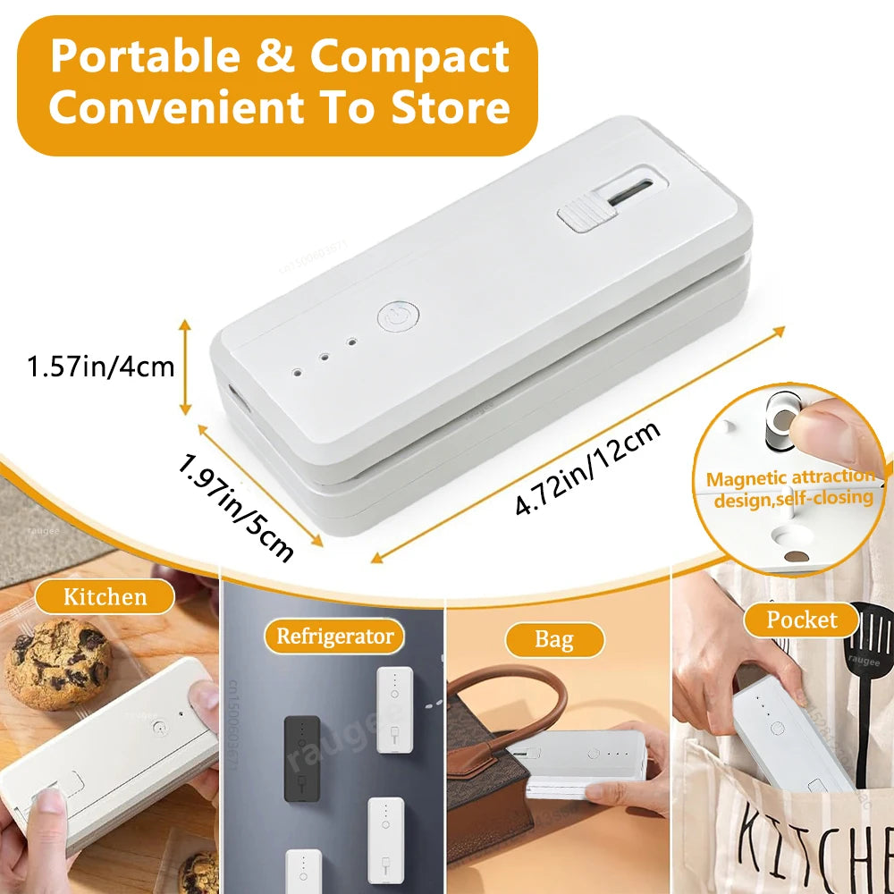 Plastic Bag Sealer Mini Heat Bag Sealing Machine Handheld Portable Plastic Bag Sealing Machine USB Rechargeable Mini Heat Sealer