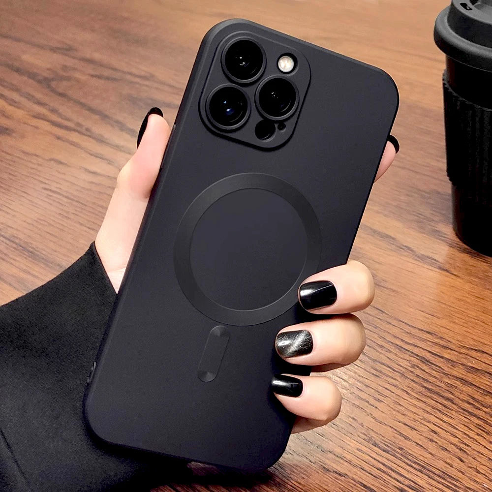 Luxury Soft TPU Matte Case For iPhone 16 15 14 13 12 11 Pro Max Plus 15Pro IPhone15 For Magsafe Mag Safe Wireless Charge Cover