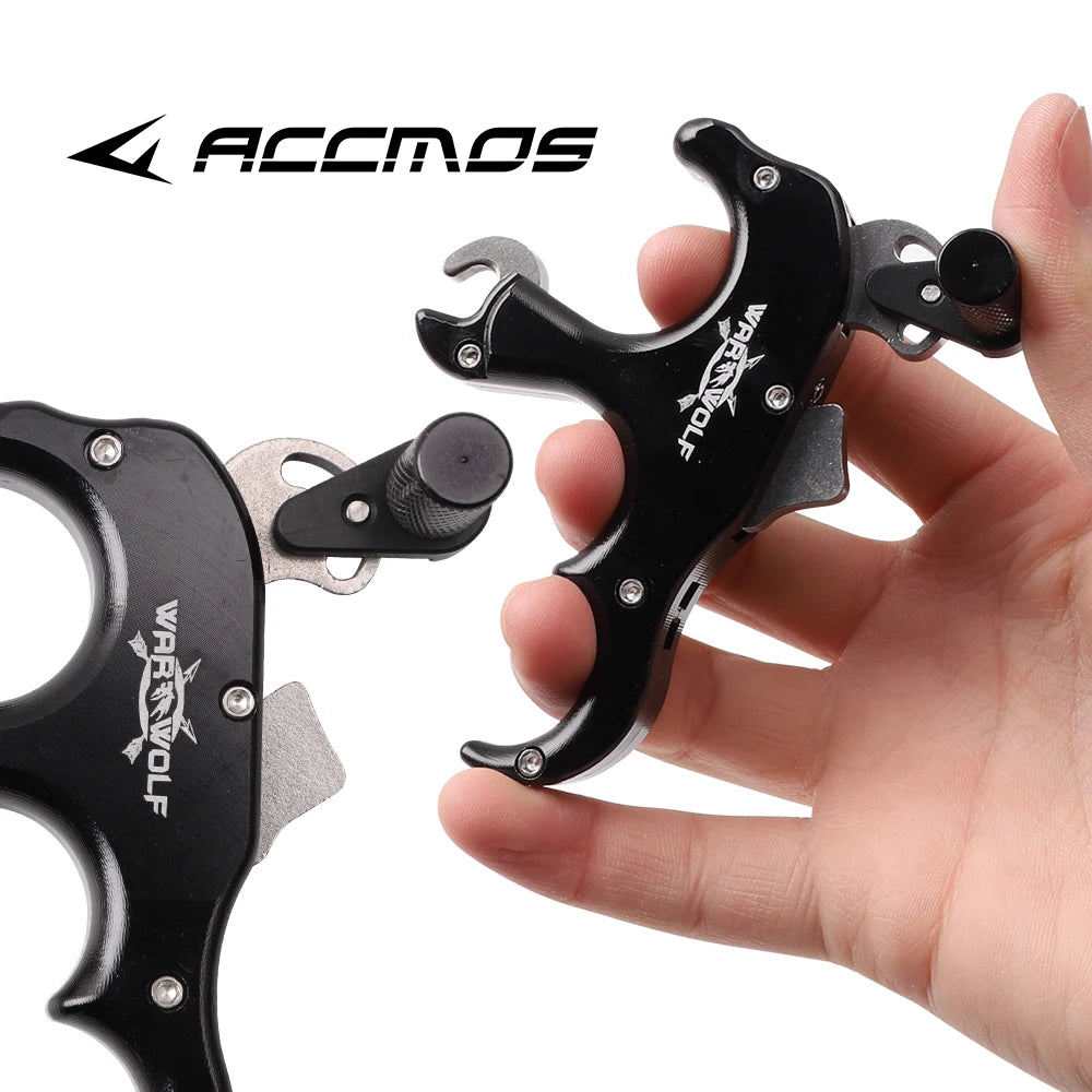 Handheld Aluminum Alloy 3 fingers Automatic Grip Caliper Release Aid Thumb Dispenser Archery Compound Bow Shooting Hunting