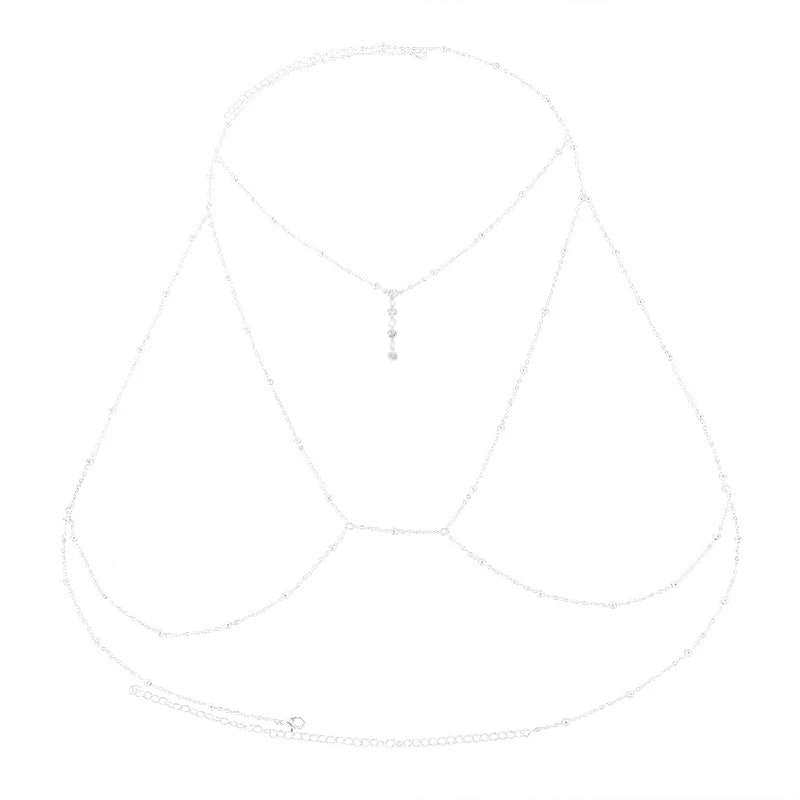 Body Chest Chains Harness Rhinestones Sexy Charm Necklaces Chain Men Bondage Costume Fashion Gift Nightclub Wear