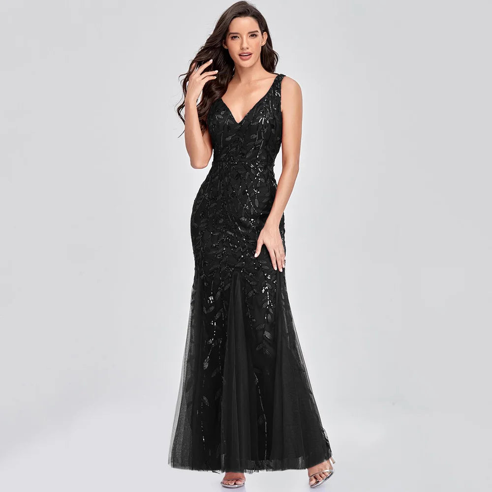 Sexy vintage Maxi Sequin cocktail Dress bridesmaid Prom Dresses for Women Casual Party Long sleeve club Bodycon Dress vestidos