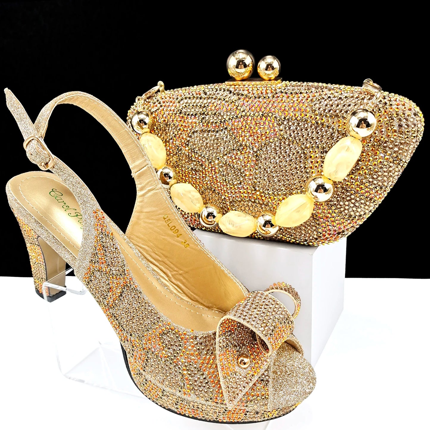 New Arrival Sky Blue Color Platform Design Party Wedding High Heel Peep Toe Lady Shoes and Bag Set and A Pair of Shoes