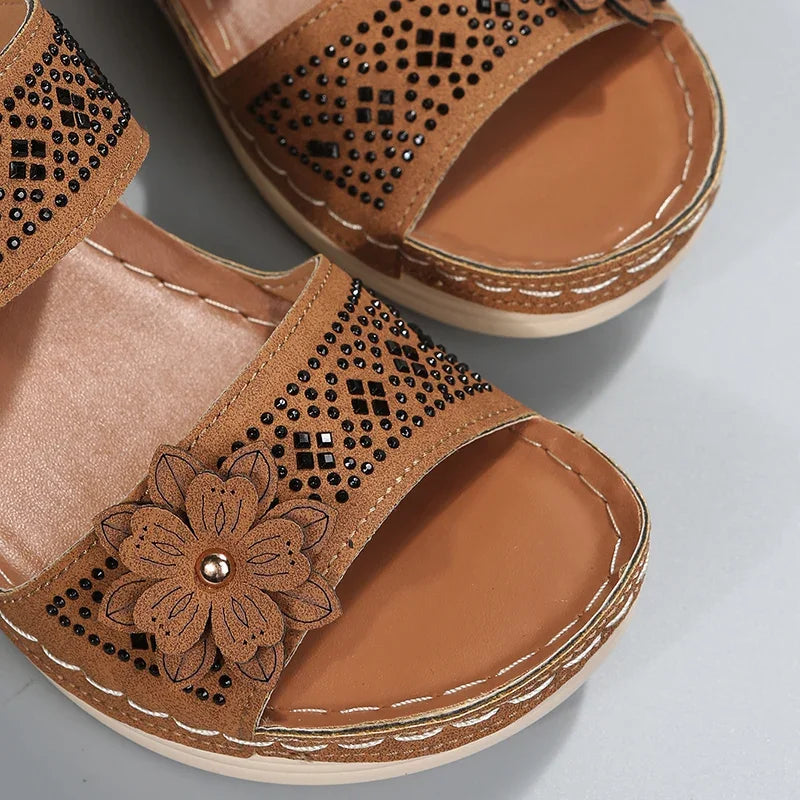 Ladies Shoes on Offer Summer New Plus Size Slippers Women Retro Roman Women's Slipper Casual Beach Flower Platform Wedge Sandals