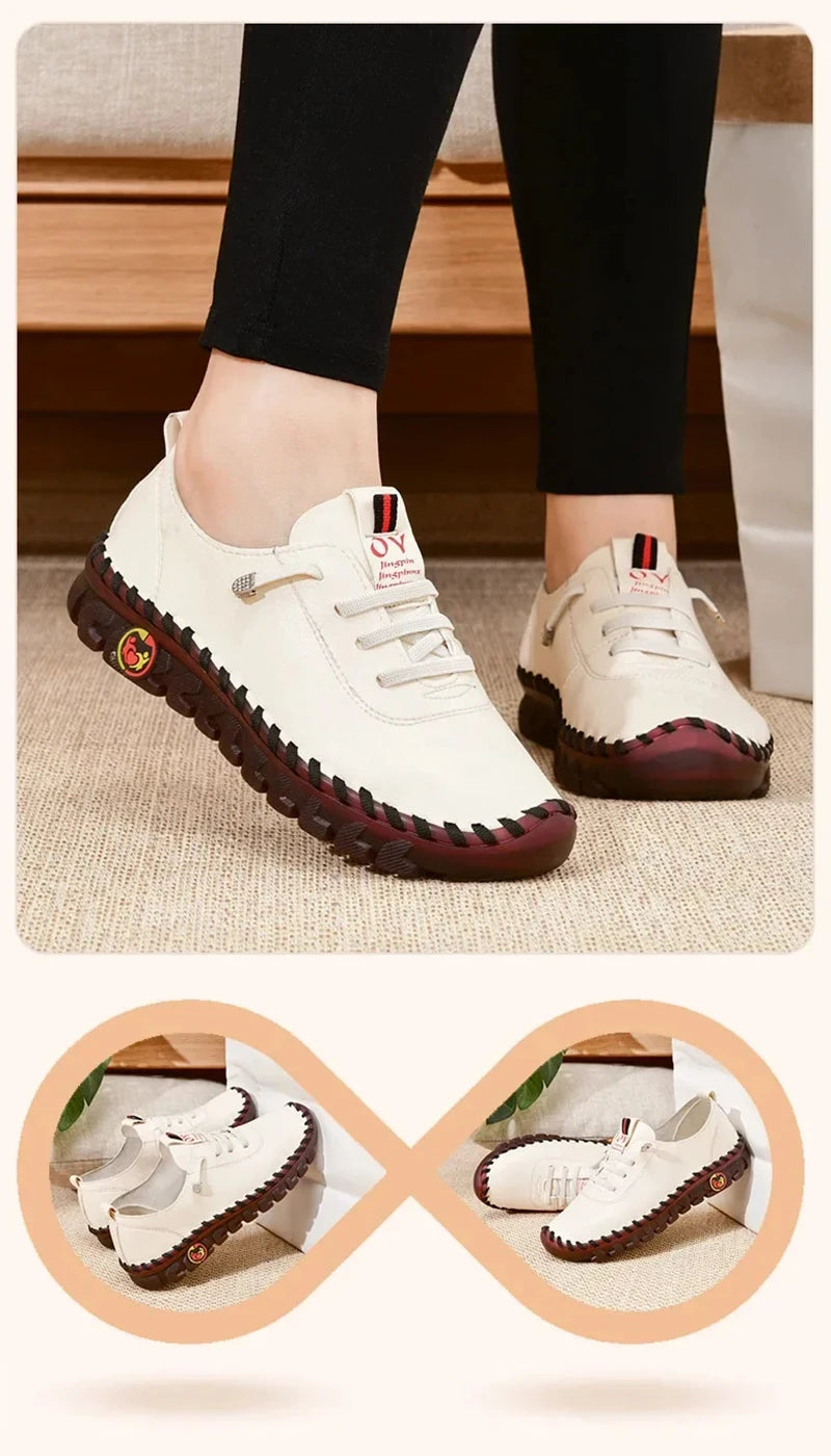 2025 Women Sneakers Platform Shoes Leather Patchwork Casual Sport Shoes Ladies Outdoor Running Vulcanized Shoes Zapatillas Mujer