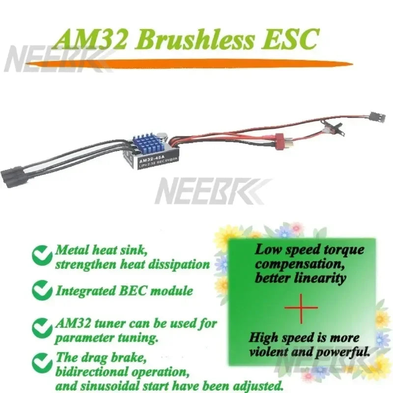 1/12 RC MN Car MN82 MN99 MN168 MN78 Upgrade Kit 2322 2600KV 3500KV Brushless Motor AM32 45A ESC SM3.0/T Plug Model DIY Parts