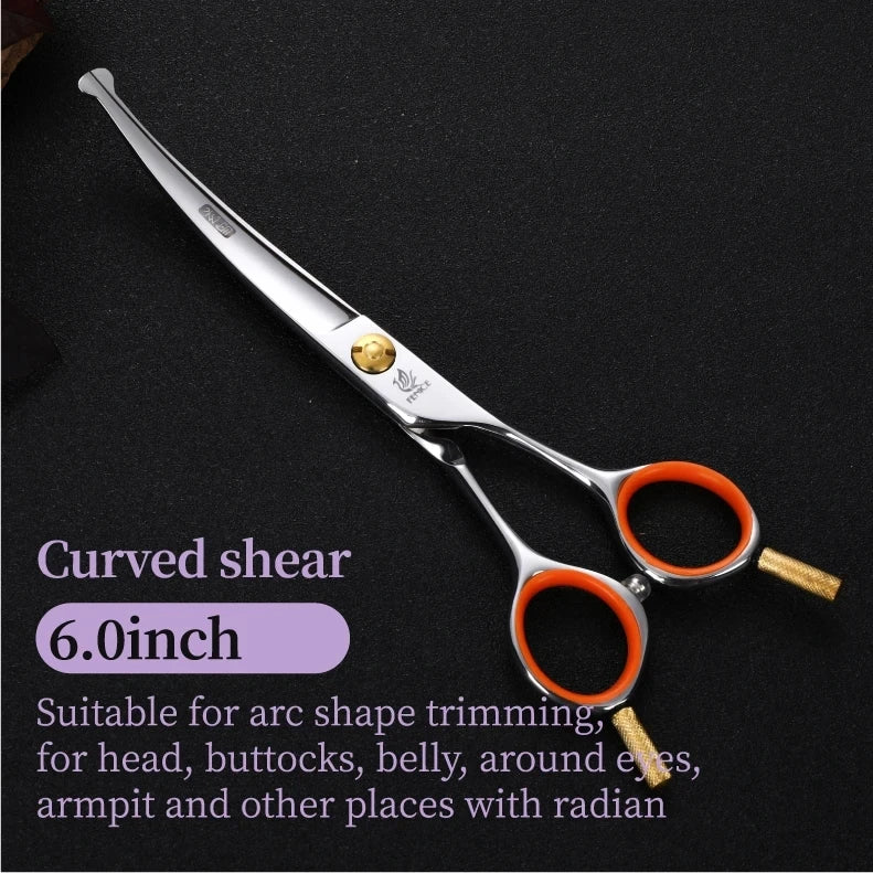 Fenice 4.5 Safety Round Tip Pet Dog Cat Grooming Cutting Scissors Dogs Hair Cutting Shear for Eyes/Face/Foot/Nose