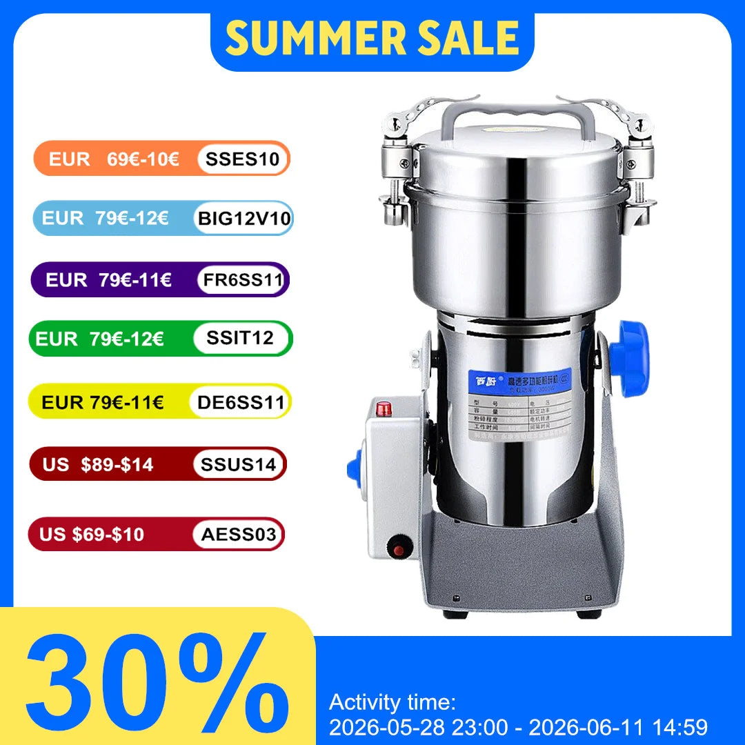 220V With Extra Part Free 1000G Herb Coffee Bean Grinder Machine Grain Spices Mill Medicine Wheat Mixer Dry Food Grinder R