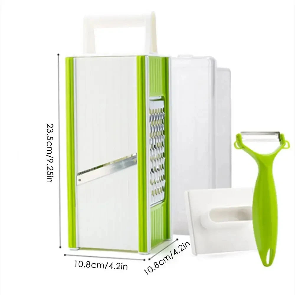 5in1 Vegetable Grater & Square Cutter Manual Shredding Dicing Grating Compact Design Multifunctional Slicer Chopper Kitchen Tool