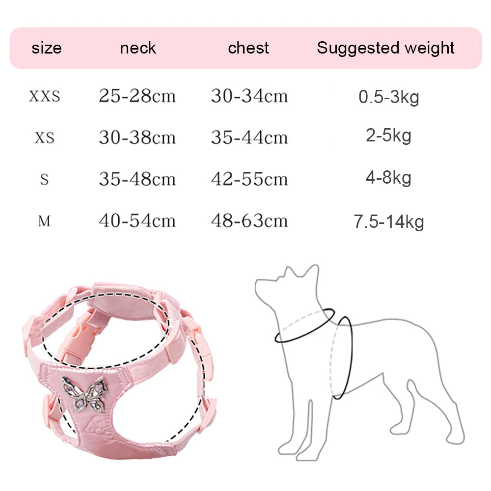 Luxury Dog Harness and Leash Set for Small Dogs, Elegant Mesh Vest Harness with Bow Tie, Perfect for Maltese Chihuahua Puppyl