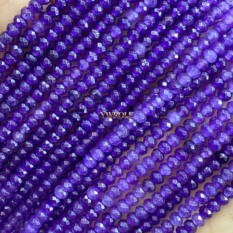 3x4mm Rondelle Faceted Natural Stone Chalcedony Tourmaline Color Loose Spacer Beads for Jewelry Making Diy Bracelet Accessories