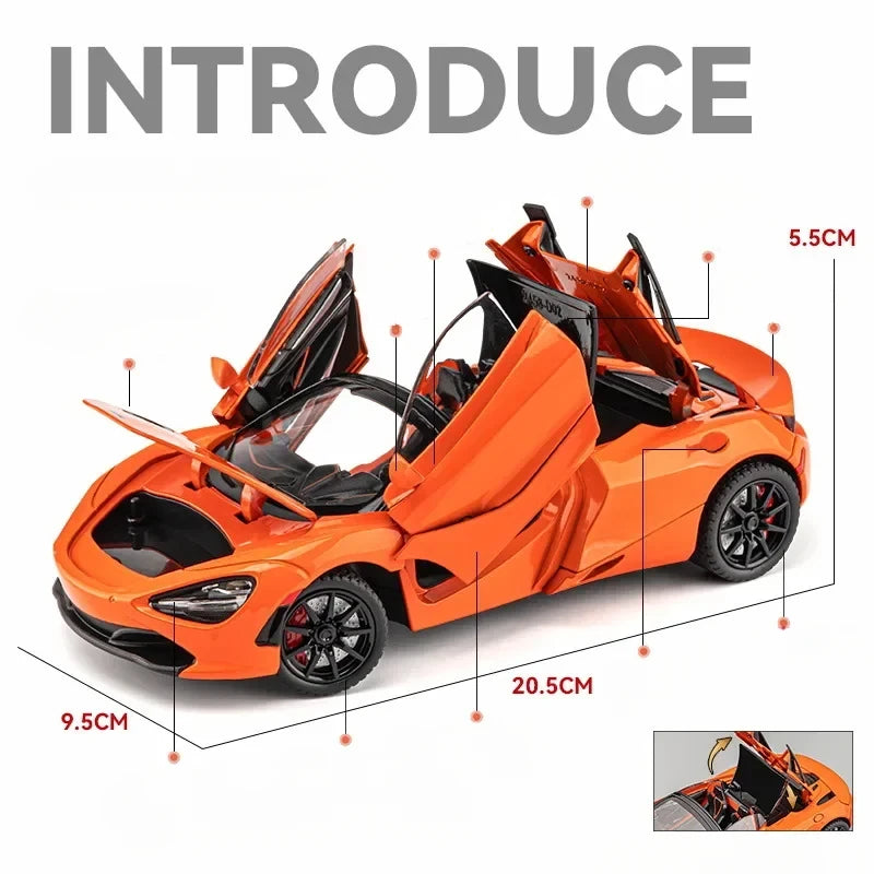 1:24 McLaren 720S Racing Car Model Diecast Metal Sports Car Model Simulation Sound And Light Collection Childrens Toy Gift