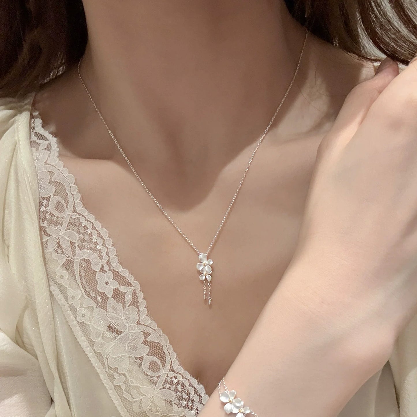 VENTFILLE  925 Sterling Silver Black Agate Necklace for Women Girl Snake Bone Chain Water Drop Jewelry Gift Dropshipping