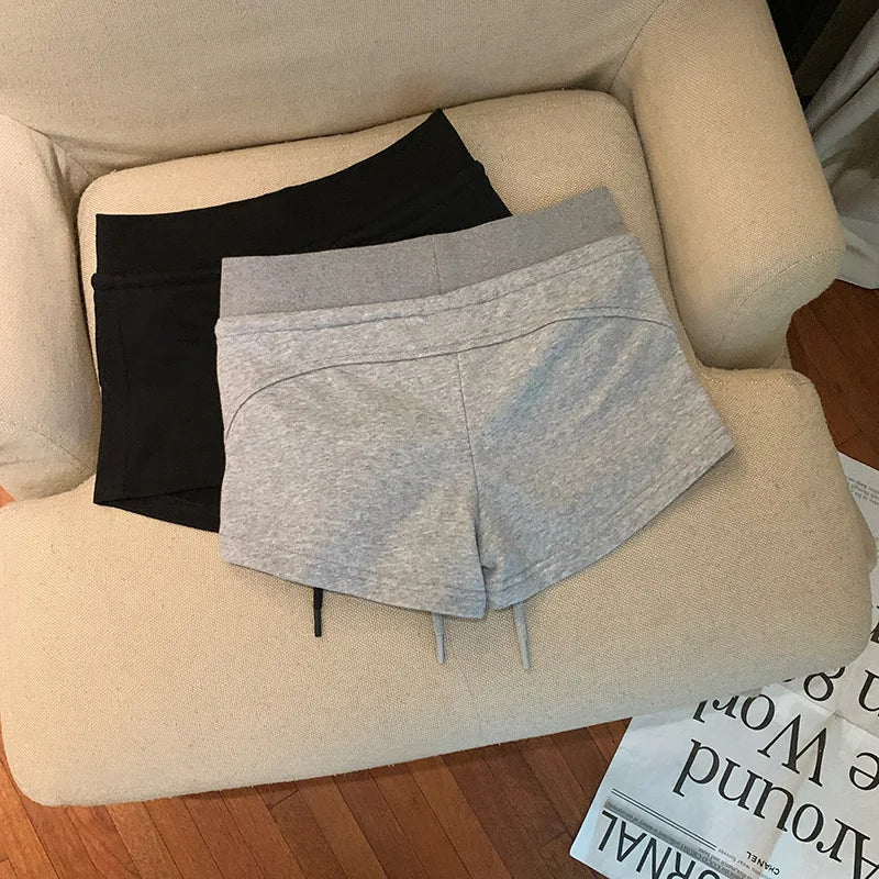 Women Shorts Summer High Elastic Lace Up Drawstring Sleep Bottoms Fitness Running Simple Home Safety Underwear Cool Comfortable