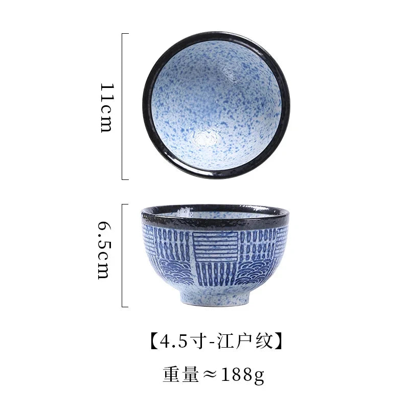 Japanese Ceramic Bowl Creative Sea Ripples Rice Bowls Restaurant Home Dessert Snacks Plate Home Kitchen Supplies Tableware