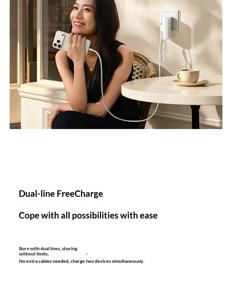 Baseus 67W Pro 3 In 1 Portable Power Bank Retractable Cable Charger 3C Certified Airline Approved For Smartphone 10000mah