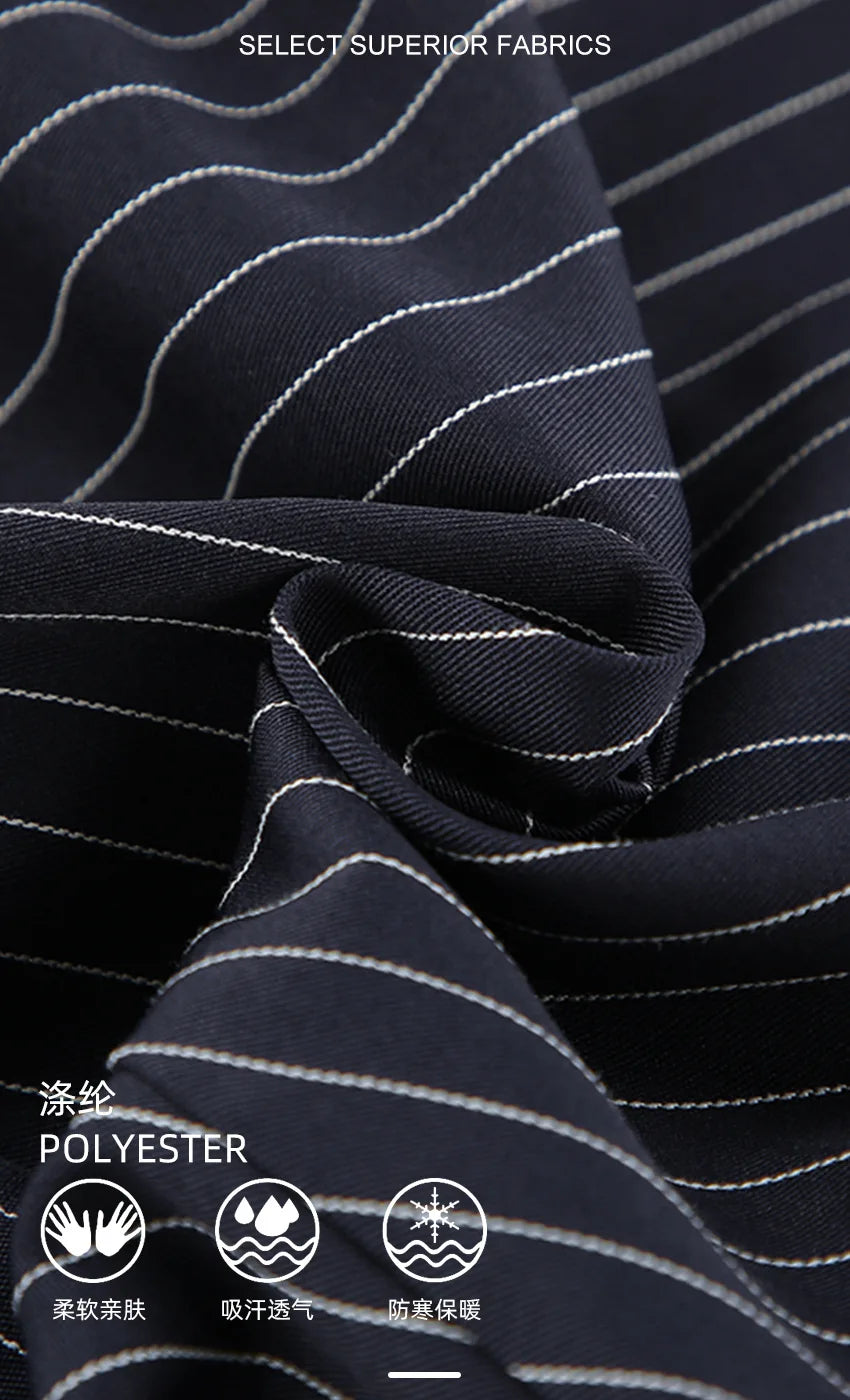 Women's Matching Sets 2026 Woman Navy Blue Striped V-neck Waist Small Suit Top Short A-shaped Skirt Women's Two-piece Set