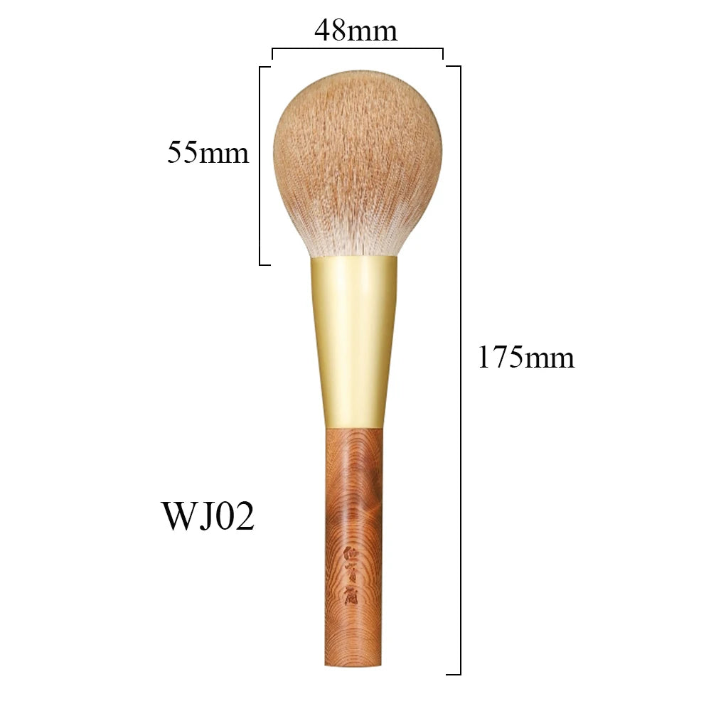 Professional Handmade Makeup Brushes WJ02 Soft Vintage Snow Fox Hair Round Face Powder Brush Yakusugi Wood Handle Make Up Brush