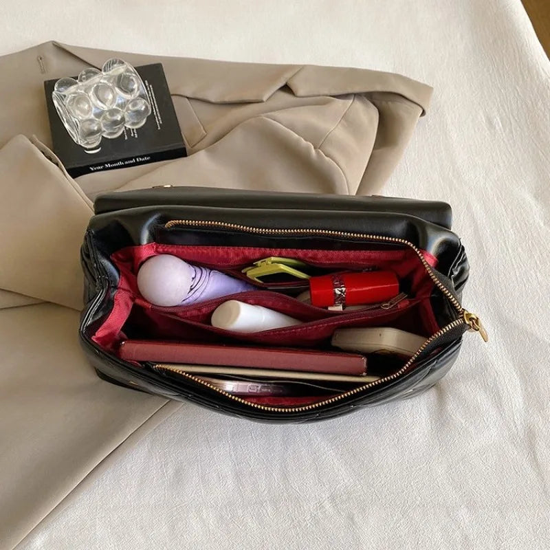 Square Vintage Leather Crossbody Bag Women Handbag Designer Shoulder Tote Purse Classic Diaper Bag