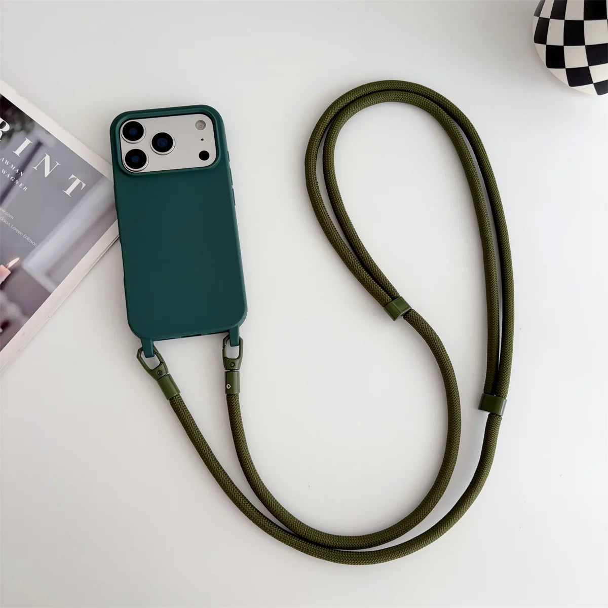 Silicone Phone Case for IPhone 17 Air 16 16E 15 14 Plus 11 13 12 Mini Pro Max Crossbody Lanyard Candy Color Soft TPU Back Cover
