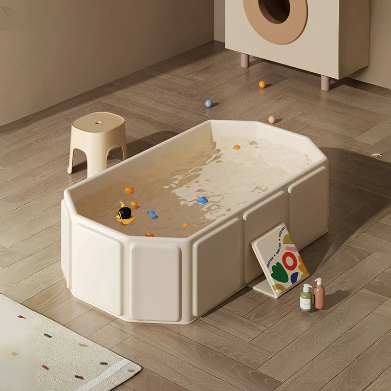 1pc Kids portable thick folding bathtub, Can be used  sitting or lying, for 0-8 years old children newborns suitable for travel