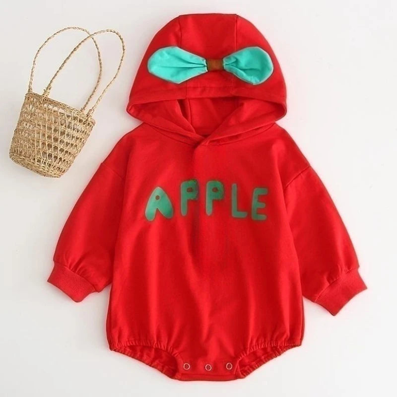 HoneyCherry Autumn Baby Red Romper Baby Fruit Crawling Suit Bodysuit Newborn Baby Clothes