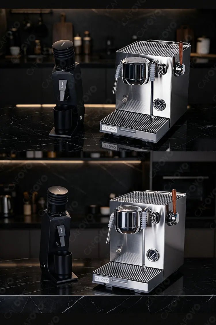 CAFOVO G255CV Single-Dose Coffee Grinder 55mm Conical 7-Core Burr Speed Range 100–400 RPM for Espresso and Pour-over Coffee Mill