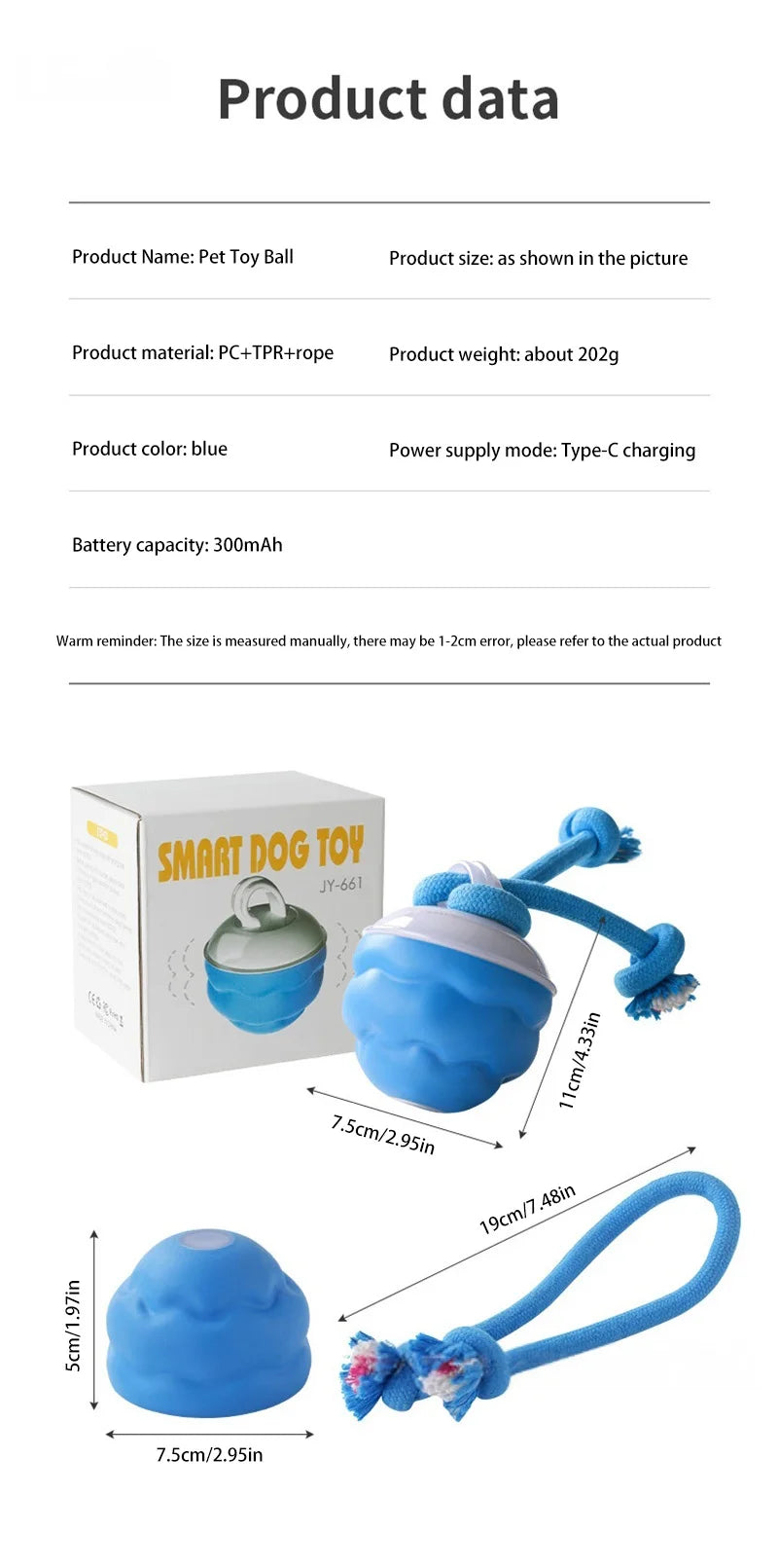 Smart Dog Toy Ball Electronic Interactive Pet Toy Moving Ball Rope USB Automatic Moving Bouncing for Puppy Chew Products