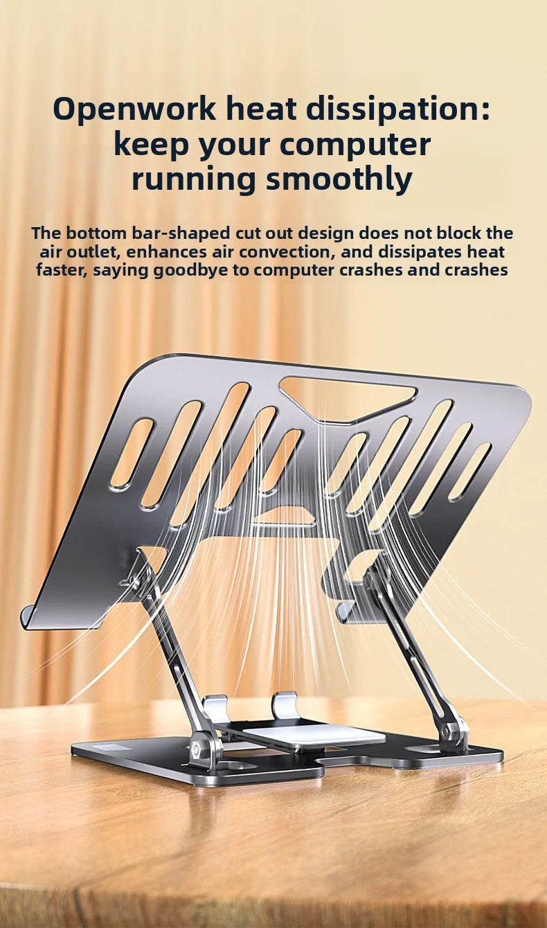 Mobile Phone Laptop Stand 2-in-1 Height Increasing Vertical Heat Dissipation Folding Office Adjustable Steel Stand