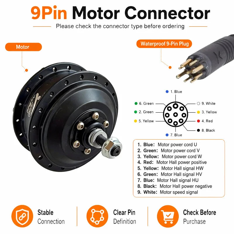 36V 48V 250W 350W 500W Front Rear Drive Brushless Gear Hub Motor Rotary Type High Speed E-Bike Motor Wheel Electric Bike Kit