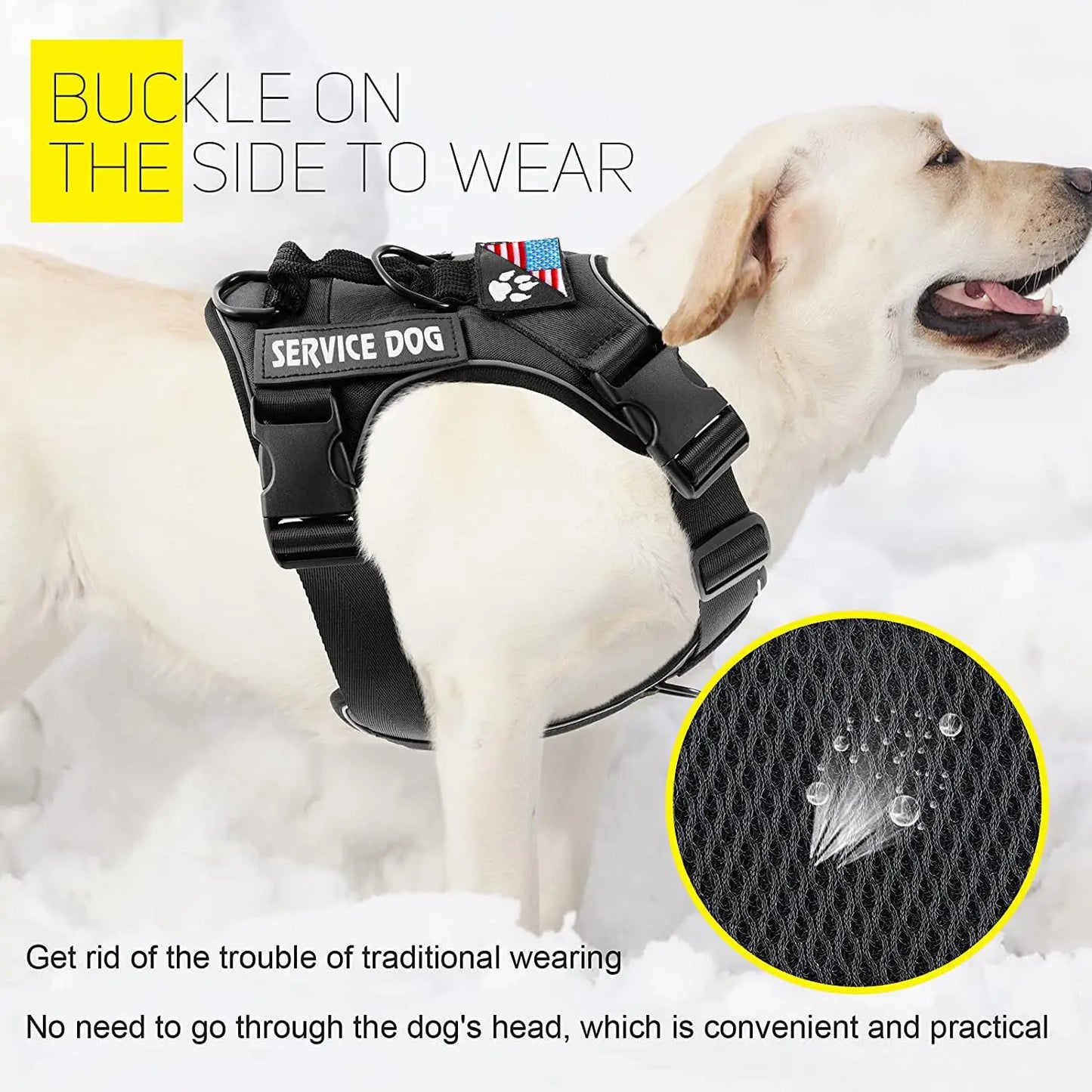 Reflective Dog Vest Harness with 5 PCS Patches Service Dog Harness Adjustable Soft Oxford Pet Harness