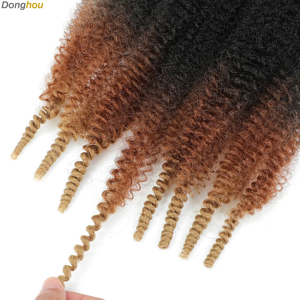 Donghou Ombre Blonde Ginger Afro Twist Hair 350 1B 30 27 613 Bug Colors Springy Twist Braiding Hair for Soft Locs Marley Braids