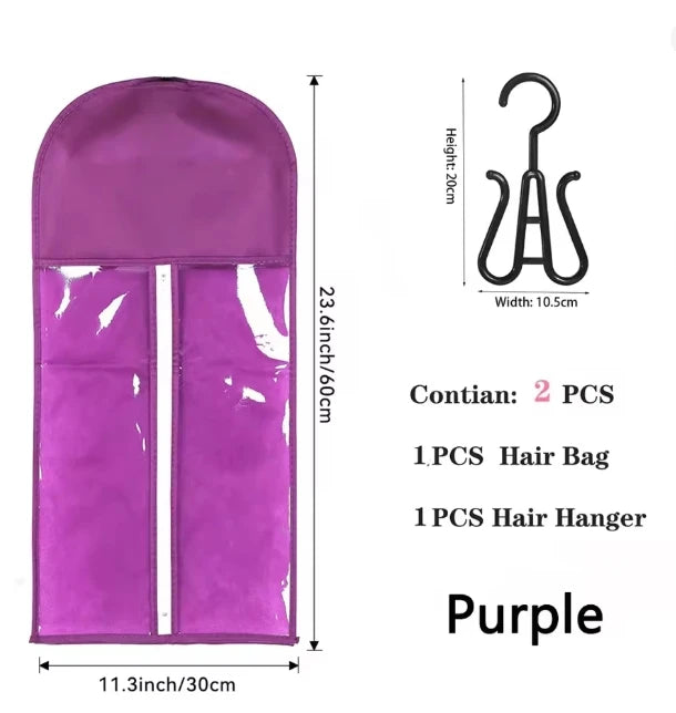 WholesaleLong Wig Storage Bag Holder Case Hair Extensions Storage Bag With Hanger For Wig Hair Extension Storage Bag With Hanger