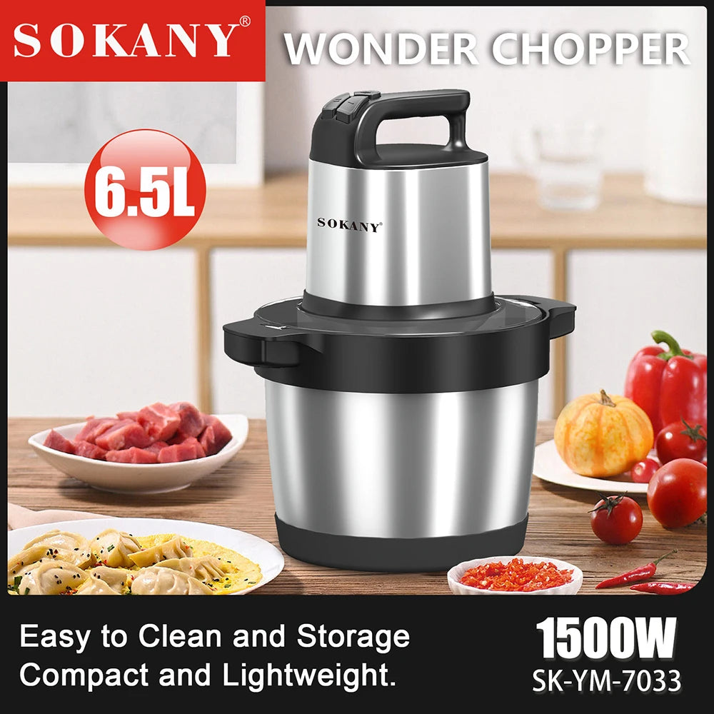 6.5L Electric Home Meat Grinder Vegetable Blender Crusher 1500W Juicer Home Sausage Stuffer Meat Mincer Food Processor Kitchen