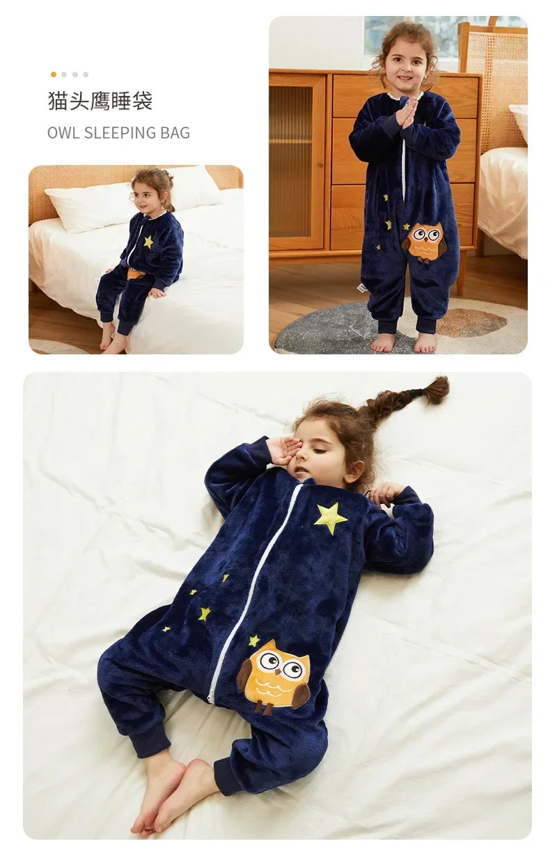 Kawaii Girls Pajamas Winter Purple Rabbit Onesie Hooded Plush Kigurumi Jumpsuit Blanket Sleeper Warm Overall Kids Nightwear Pjs