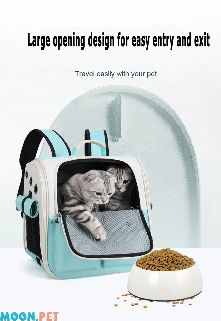 Ventilation Large Capacity Cat Carrier Backpack Adjustable Strap Pet Carrying Bag Foldable Cat Backpack for Outdoor Travel Pet
