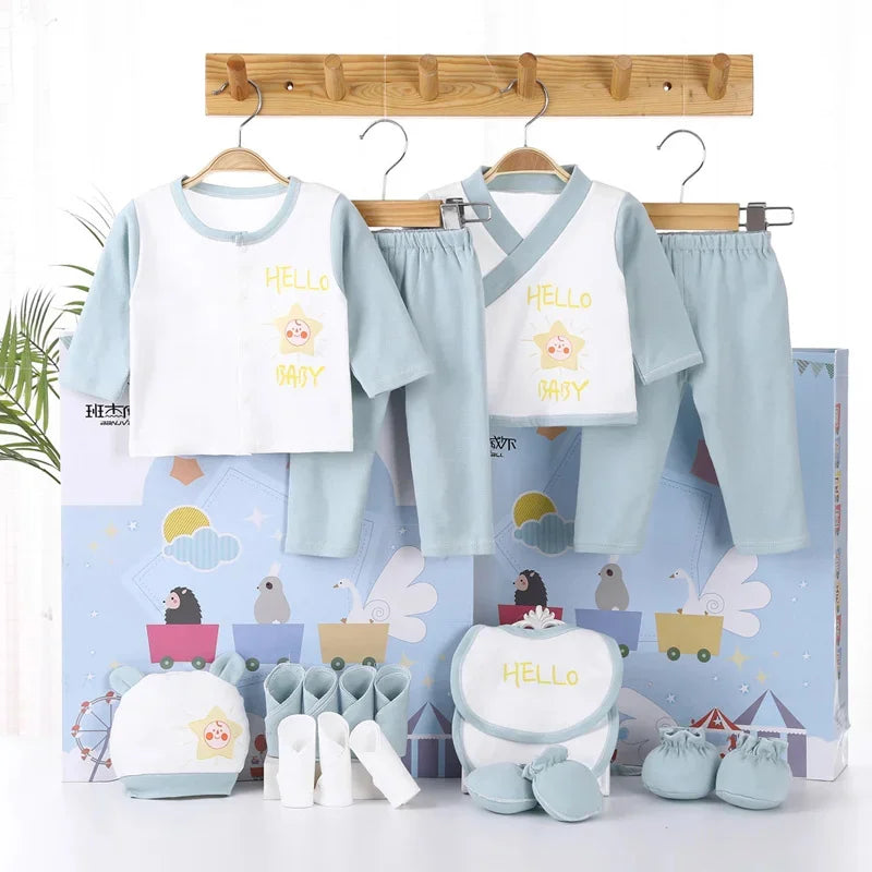 18piece/lot Newborn Baby Clothes For Girls Boys Sets New born Hat Bib 100% Cotton Infant Spring Autumn Soft Boy Clothing