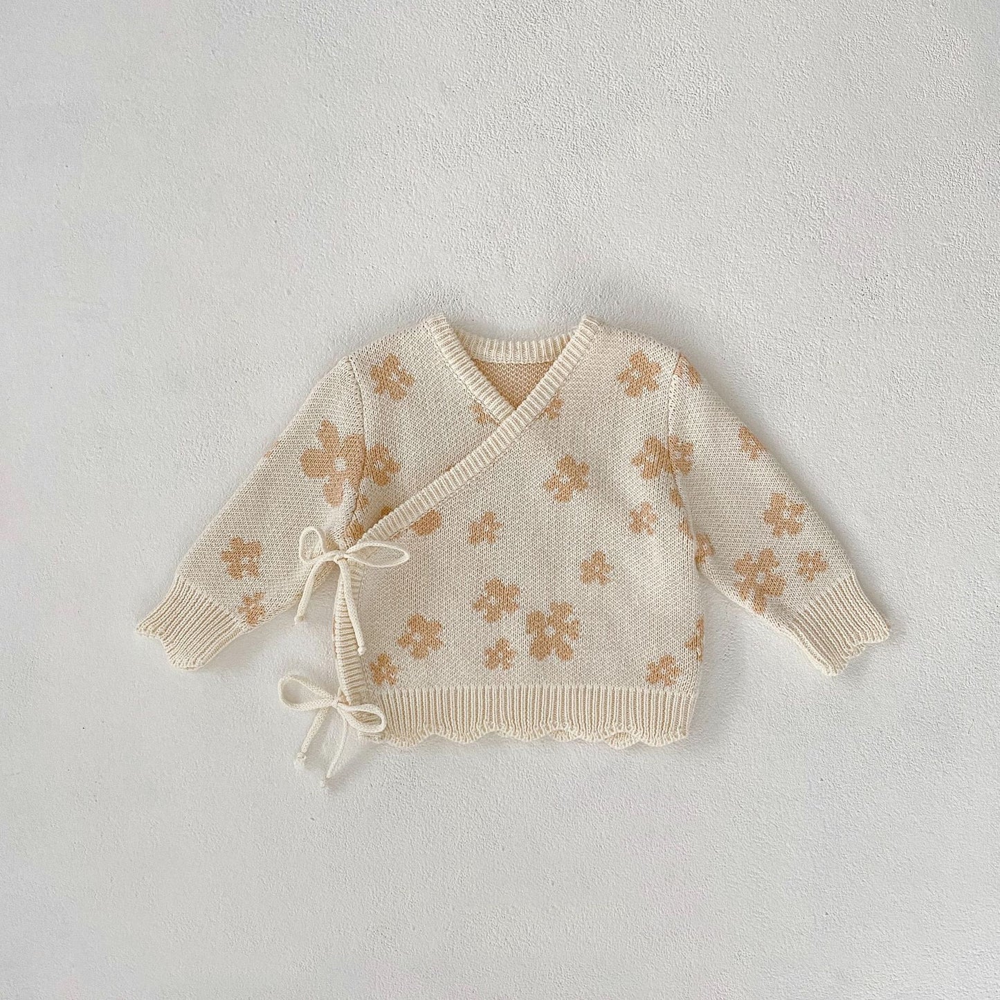 Baby Clothing 2025 Autumn Winter New Fashionable Casual Simple Sweet Floral Jacquard Coat Knitted Pants Hat Socks Kids Clothes