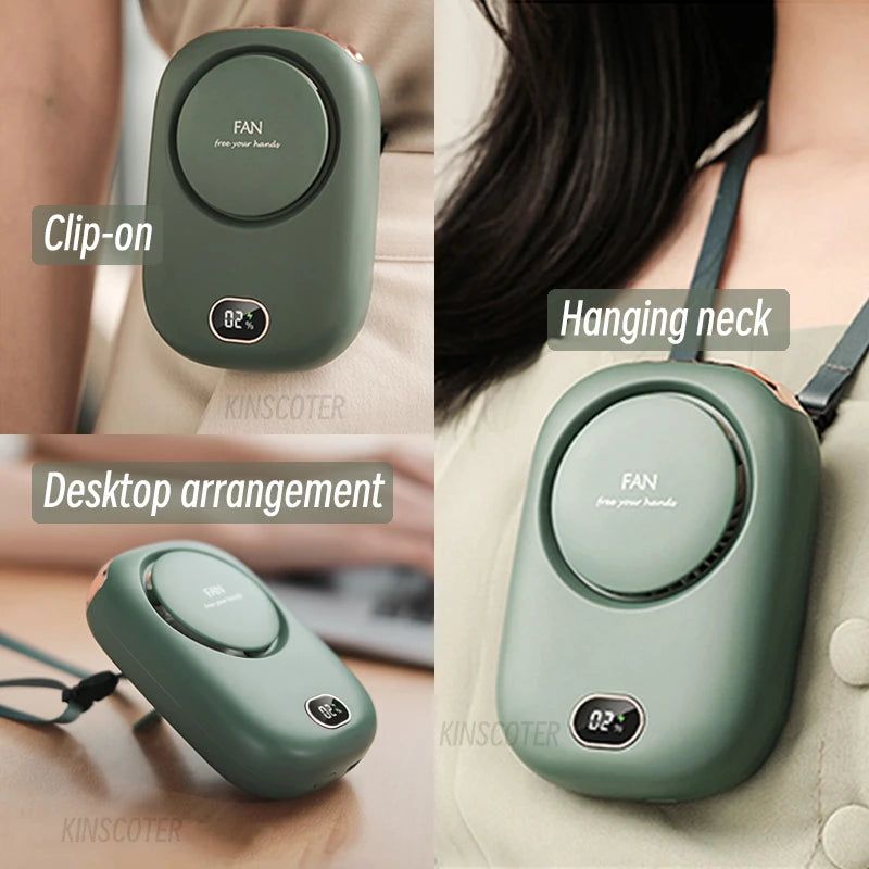 Portable Hanging Neck Fan Mini Cooling Waist Fans Bladeless USB Rechargeable Sports Cooler Fan 1800mAh For Outdoor Sports Travel