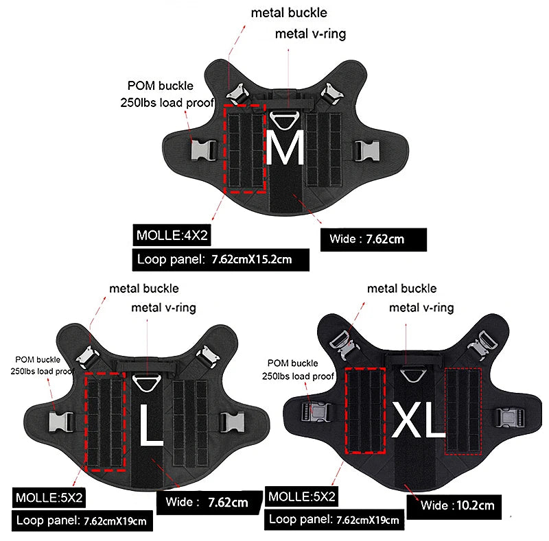 Tactical Dog Harness, Adjustable No-Pull Handle Service Vest Heavy Duty Pet Large Breed,  Dog Vest for Training Hunting Walking