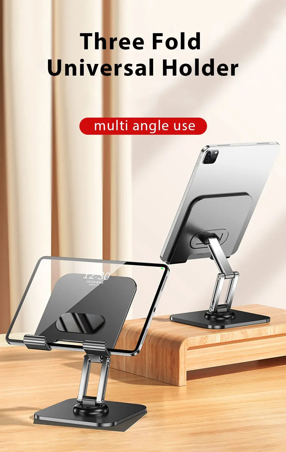 Tablet Holder Carbon Steel Stand with 360° Rotation Adjustable Stand For iPad Pro Air Mini Mobile Phone Desk Bracket 4-15 Inch