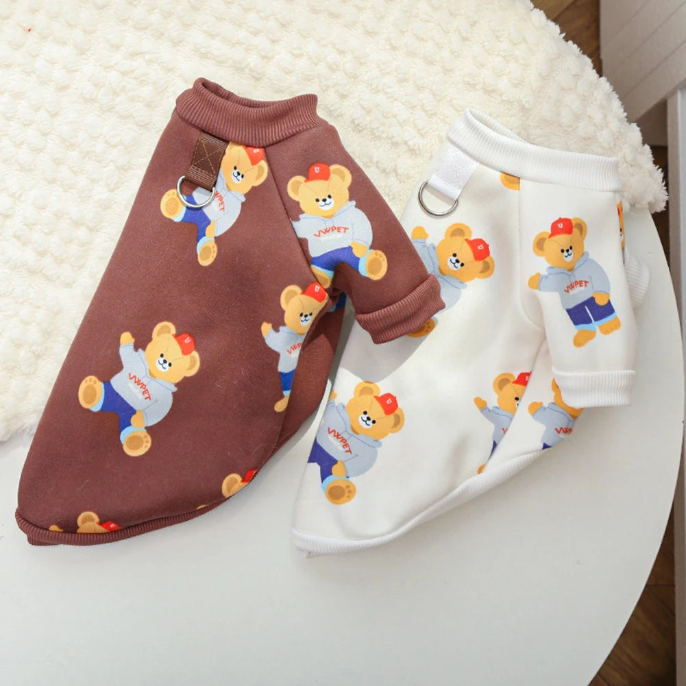 Universal 7.5-45kg Bear Patttern Pet Dog Cat T-shirt Cotton Dog Soft Breathable Clothes for French Bulldog Mediun Large Dogs