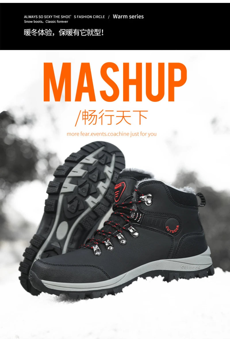 Winter Large Size Plus Velvet Thickened Warm Snow Boots Outdoor Men's High-Top Northeast Cotton Boots Comfortable And Casual