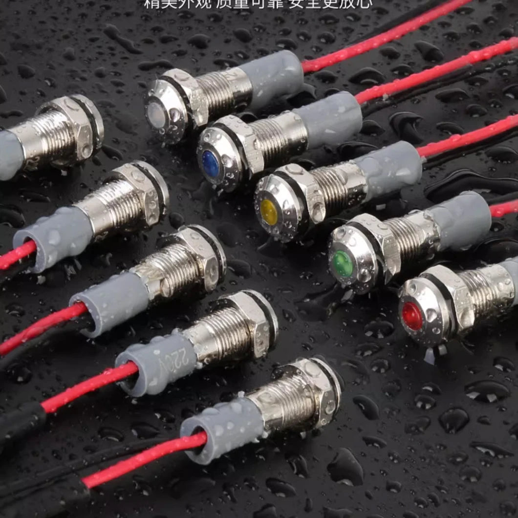 ABILKEEN 20PCS 6MM Mini Industrial Signal Indicator Light 3-6V 12-24V 110V 220V  IP65 Waterproof Metal Pilot Light