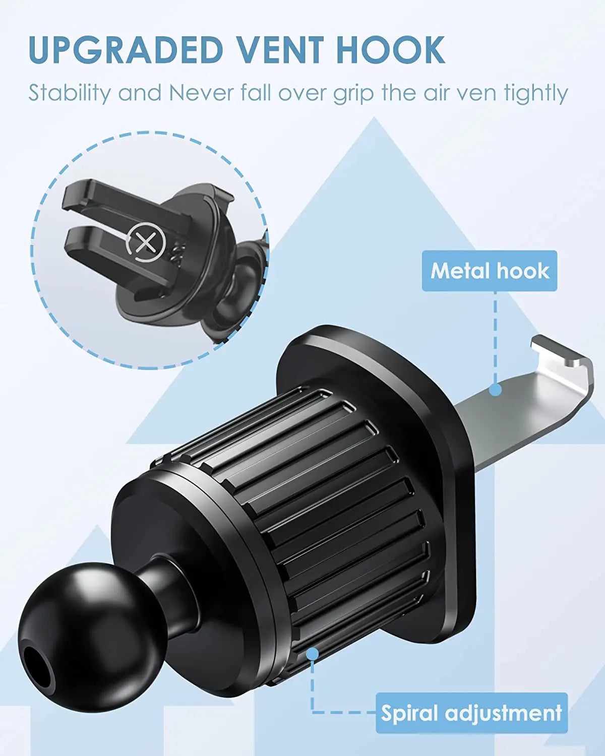 Universal Car Air Vent Phone Clip With Hook Gravity Car Mobile Phone Holder Smartphone GPS Bracket For iPhone Huawei Realme OPPO