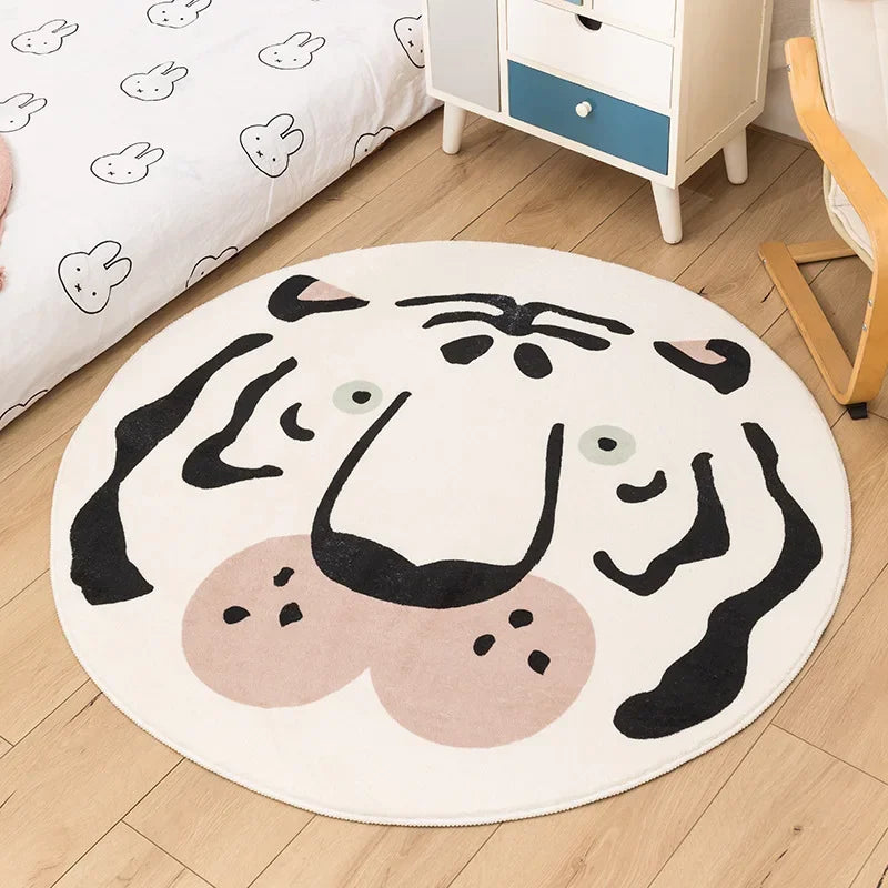 Rainbow cartoon Round Carpet Bedroom Animal Non-slip bedside area carpet Soft plush children's play mat Comfortable home decor