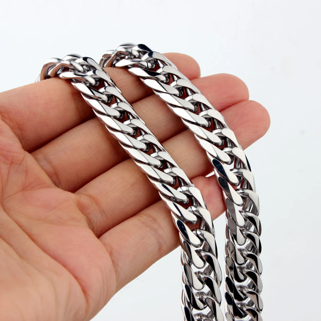 9/11/13/16/19/21mm Heavy Polished Stainless Steel Necklace Men Curb Cuban Link Chain Necklace Or Bracelet Choker Jewelry 7-40"